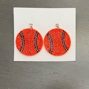 🏀Basketball Orange & Black Crystal Rhinestone Light Felt Back NBA 1.5” Earrings